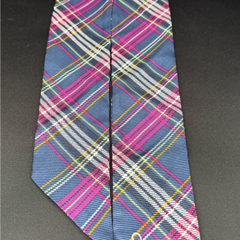 Coach Plaid Wrap in Blue, Pink, White & Yellow